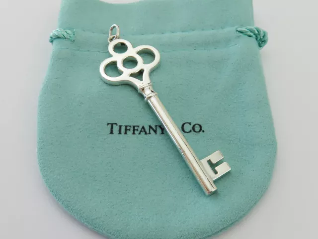 Tiffany & Co Sterling Silver Large Crown Key Pendant Charm