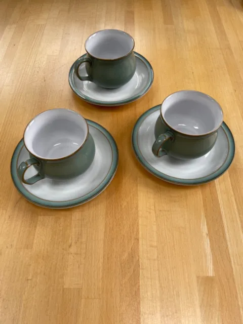 3 Denby  Regency Green Tea cups with 4 saucers - Free Postaga