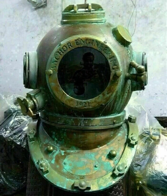 Nautical Boston Diving Scuba SCA Divers US Navy Mark V Marine Anchor Helmet 18 G