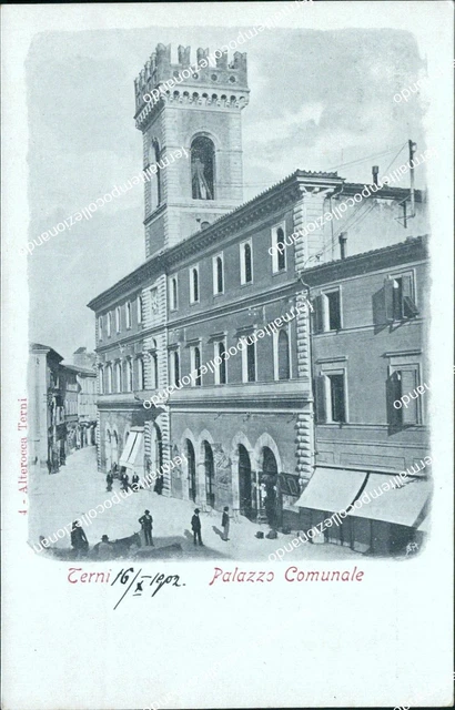 ce424 cartolina terni citta' palazzo comunale inizio 900 umbria