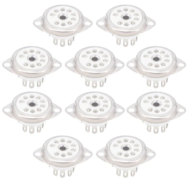 10PCS Ceramic B9A Silver-Plated 9Pin Vacuum Tube Socket Panel Chassis Mount foh