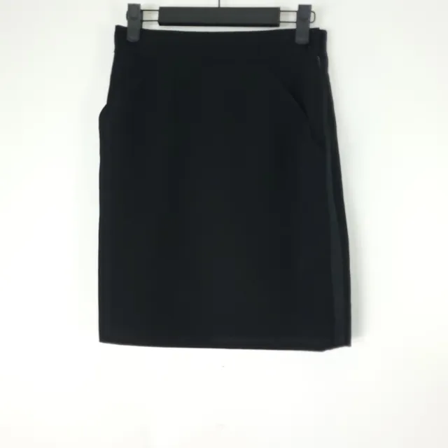 Vintage Saint Laurent rive gauche Womens Black Wool Straight Skirt Sz 38