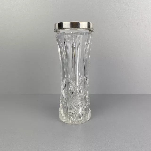 Kristall-Vase mit Silbermontur aus 800er Silber v. WTB Wilhelm Theodor Binder