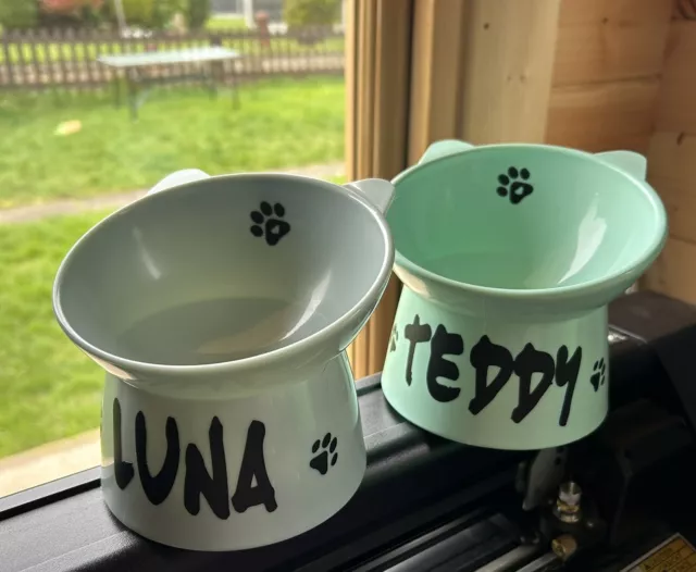 New Raised Cat/Dog Feeding Bowl! Personalised Ideal To Aid Pet Feeding.