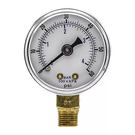 Pic Gauges 101D-158D Pressure Gauge, 0 To 60 Psi, 1/8 In Mnpt, Black