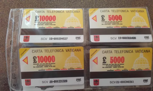 4 Schede Telefoniche Del Vaticano Numero 18-19-20-21