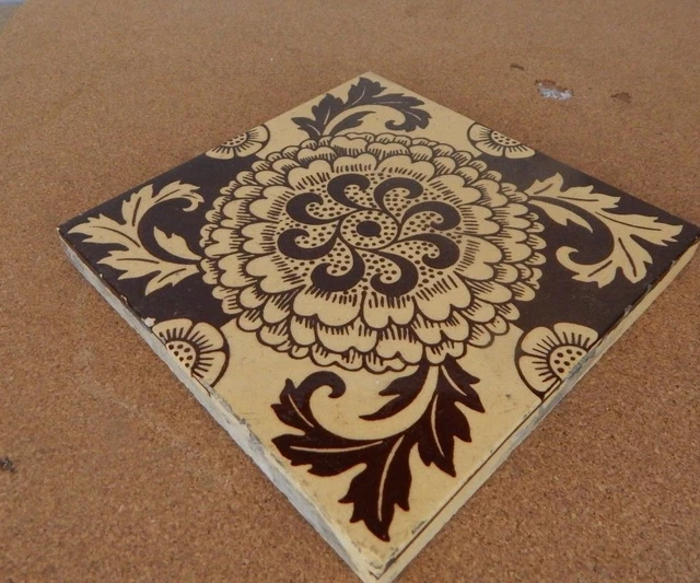 Mintons China works Stoke On Trent Chrysanthemum  Beige Brown tile 2