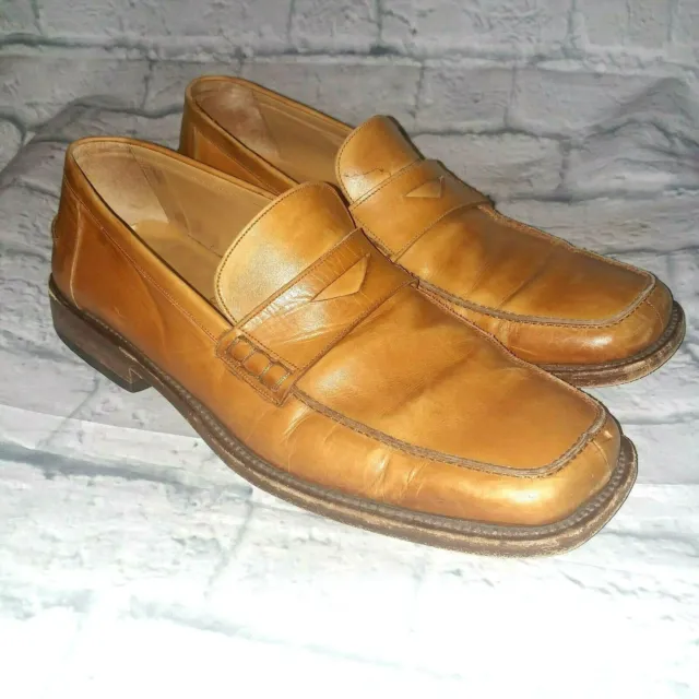 Yanko Light Brown Leather Penny Loafer Men's  Shoes sz 7.5 EE