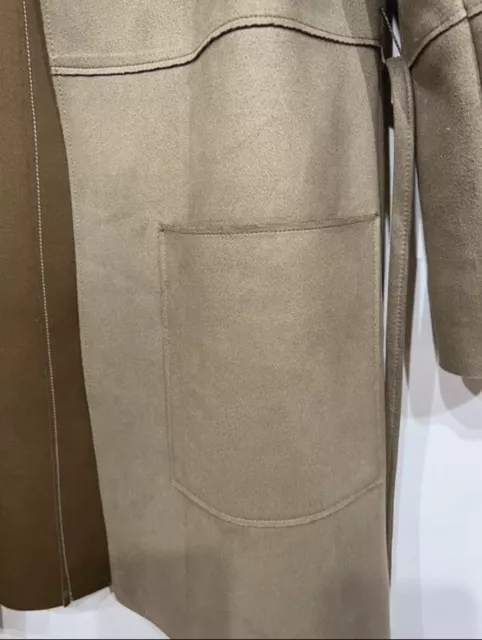 WOMEN'S H&M Khaki Coat Faux Suede Longline Jacket Size 10 $18.82 - PicClick