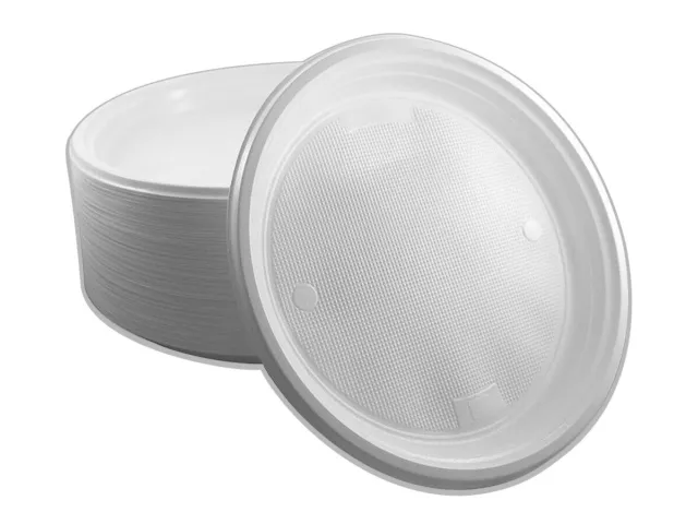 200 x Plastikteller - Weiß Rund - ungeteilt - Menüteller Plastik Teller - Reuse