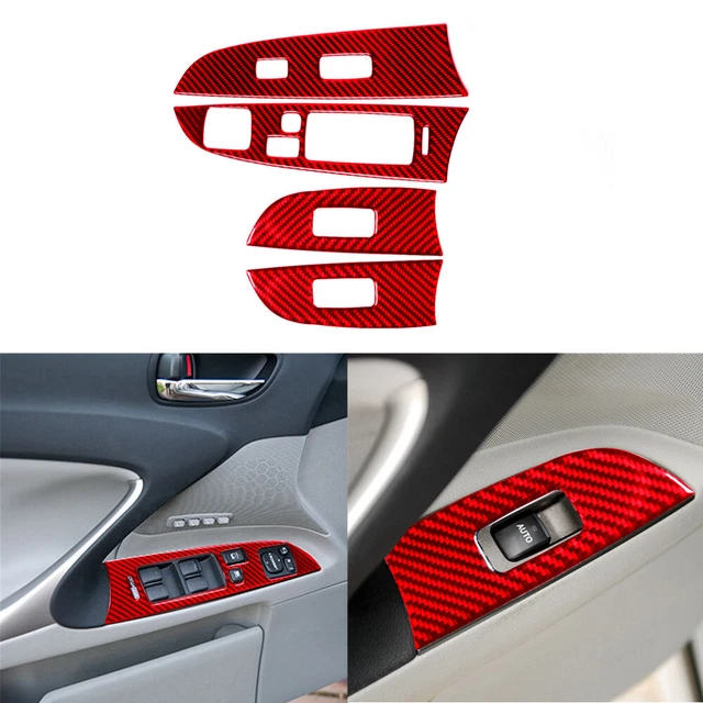 Red Carbon Fiber Window Lift Switch Cover Trim For  LEXUS IS250 IS350 2006-2012