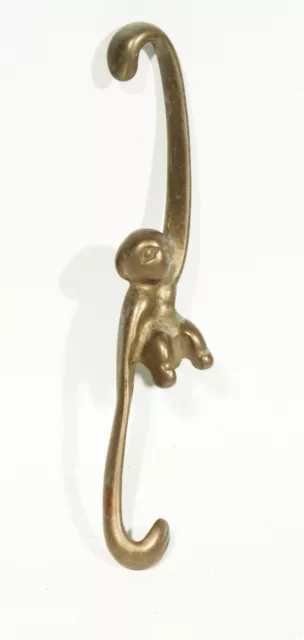 Brass Monkey Hanger Hook 5" Vintage Antique