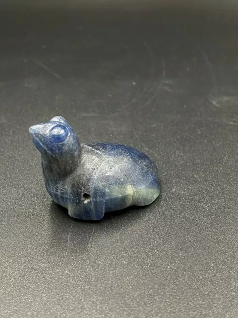 Old Ancient Antique Sapphire stone Caved Turtle figure Bead from Burma Pyu