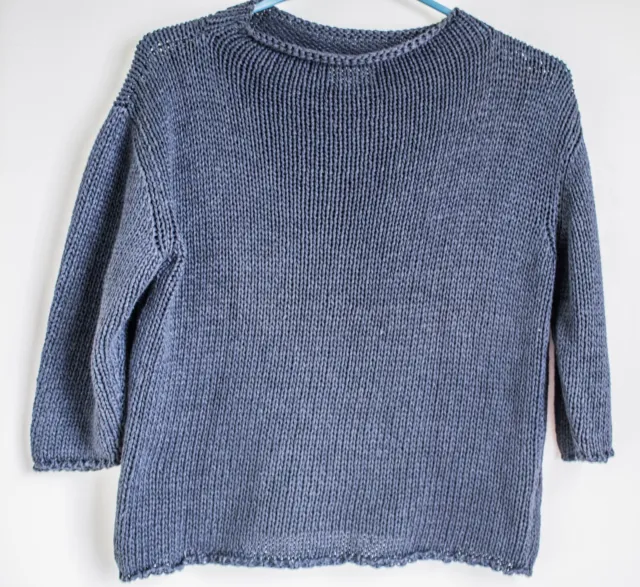Barneys New York women's NEW  dark gray knit 3/4 sleeve sweater size M Italy