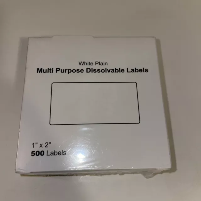 Liked White Multi Purpose Dissolvable Labels 1" x 2" 500 Labels Sealed Box