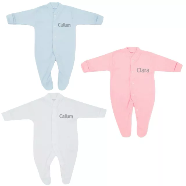 Baby Girl Boy Personalised Sleepsuit Romper Babygrow Embroidered NB-12 Months