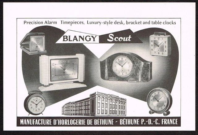 1950S ORIGINAL VINTAGE Bethune Blangy Scout Clock Print Ad 19 99 