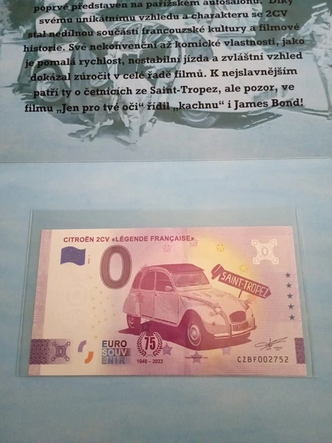 FLODER Billet Touristique 0 Euro CITROËN 2 CV 75 ANS LÉGENDE FRANÇAISE 2023  @