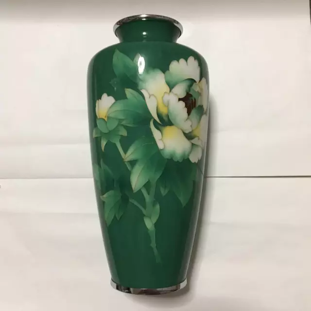 Cloisonne ware Vase Height 8.6 inch flower pattern Japanese art Figurine W/Box