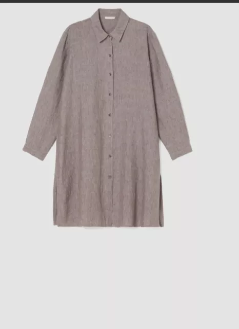 NWT - Eileen Fisher Washed Organic Linen Delave Long Shirt