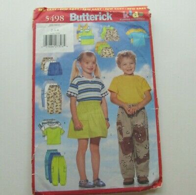 Butterick Kids Sewing Pattern Vest top Tank Top Skirt Shorts Pants Sizes 2 3 4