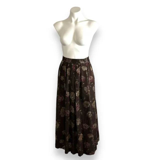 Worthington Skirt Vintage Full Flowy Pleated 80s 90s Romantic Floral Pockets 8