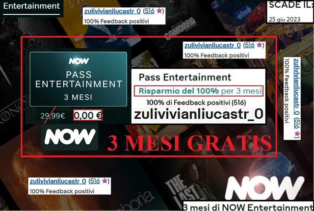 NOW TV SKY Ticket ENTERTAINMENT 3 mesi inclusi gratis nuovi utenti senza ticket