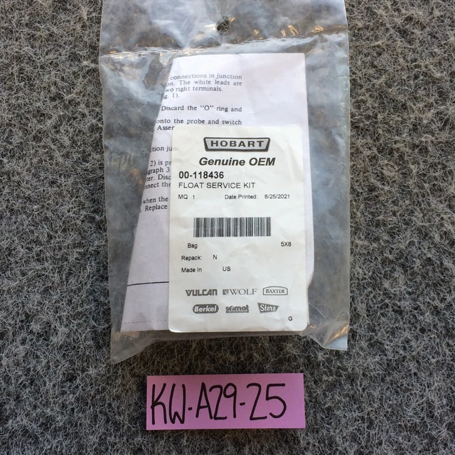 Hobart 00-118436  Float Service Kit  Genuine Oem Uw50