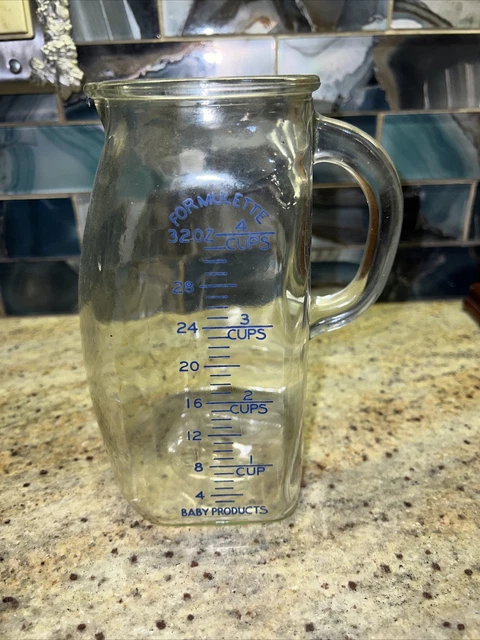 Vintage Formulette Baby Formula 32oz Glass Measuring Pitcher Jug