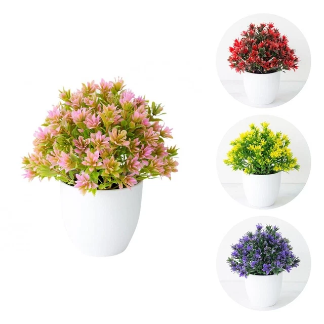 Flor artificial en maceta duradera decoración del hogar escritorio bonsái decorativo encantador