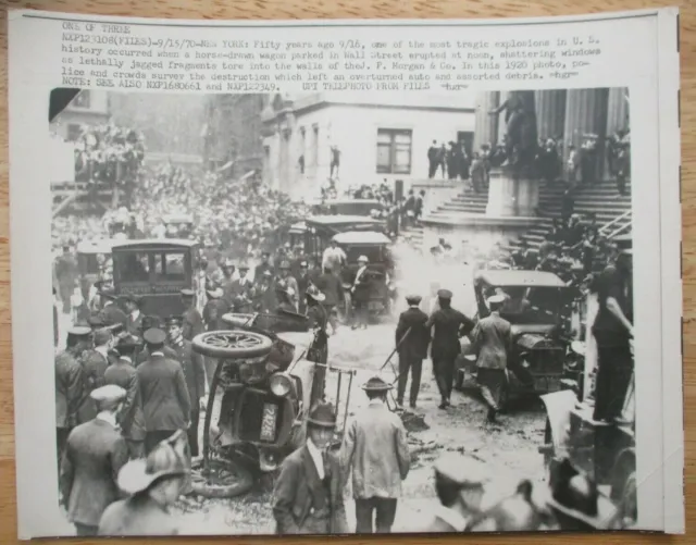 Orig 1970 Print - 1920 Bombing Wall Street New York City NYC 7x9 Photo