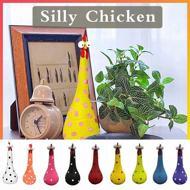 Farmhouse Yard Lawn Chicken Statue Resin Garden Sculpture Long Neck Chicken