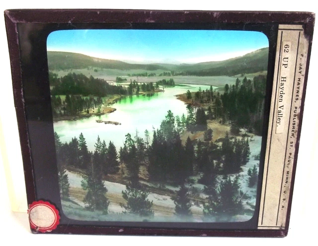 F JAY HAYNES HAYDON VALLEY YELLOWSTONE NATIONAL Magic Lantern COLOR Glass slide
