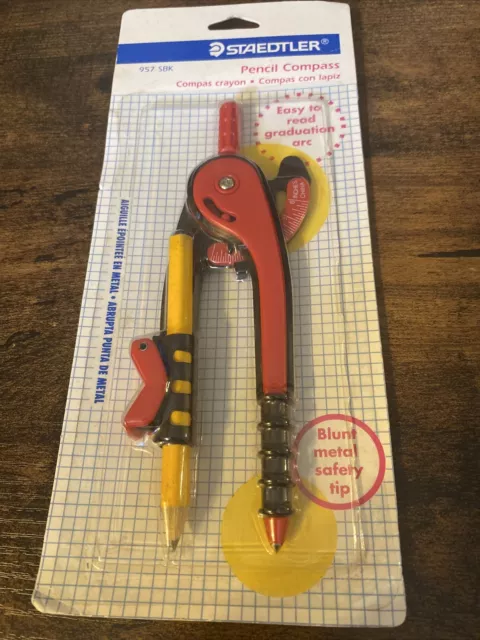 STAEDTLER Pencil Compass #957 SBK Blunt Metal Safety Tip RED New