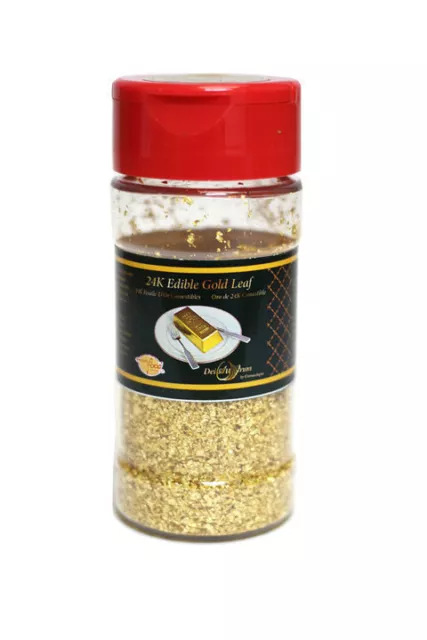 24K Edible Gold Leaf Flakes, Jar, 0.500g