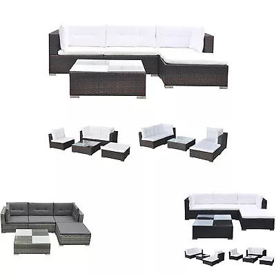 14PC PE Wicker Rattan Garden Outdoor Sofa Lounge Furniture Setting Brown/Black v