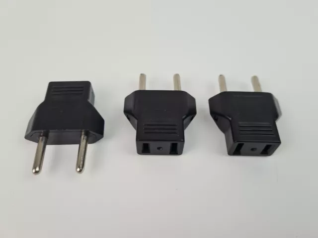 3 Stück USA Stecker Adapter USA auf Euro Stecker schwarz Reisestecker USA-EU