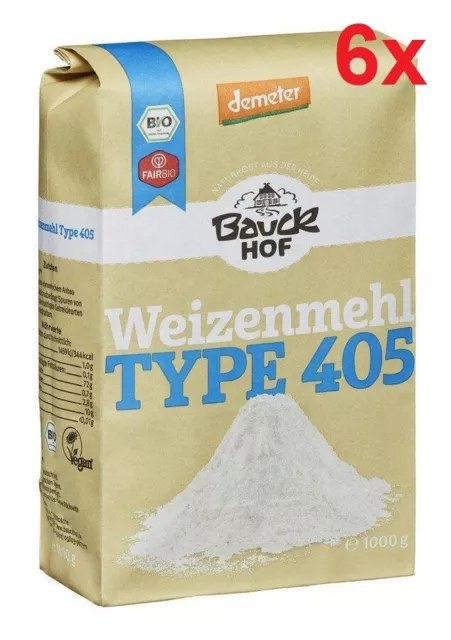 Bauckhof Weizenmehl Type 405 vegan demeter bio 6 x 1 kg