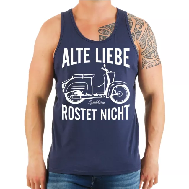 TRÄGER SHIRT TANK Top DDR Alte Liebe rostet nicht Motorrad moped spruch