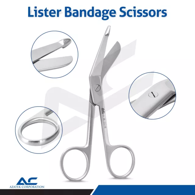 Azatek Lister Bandage Scissor First Aid  Dressing Nursing Utility Surgical 3