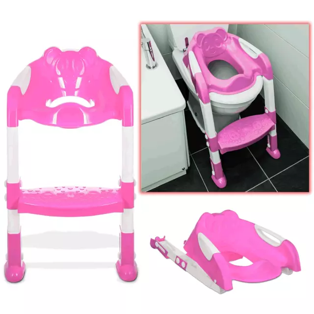 Toddler Kids Potty Training Step Ladder Safety Baby Loo Children Toilet Seat Fun