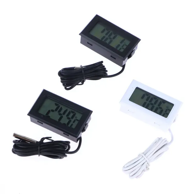2-5m Mini Thermometer Temperature Lcd-display Digital W/ Probe Black-cable  Tools