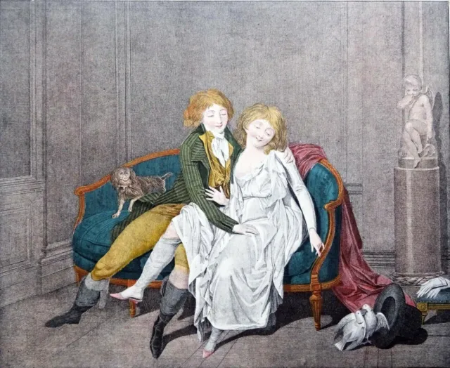 LA LEÇON d'AMOUR CONJUGAL - Planche en couleur (de Boilly)