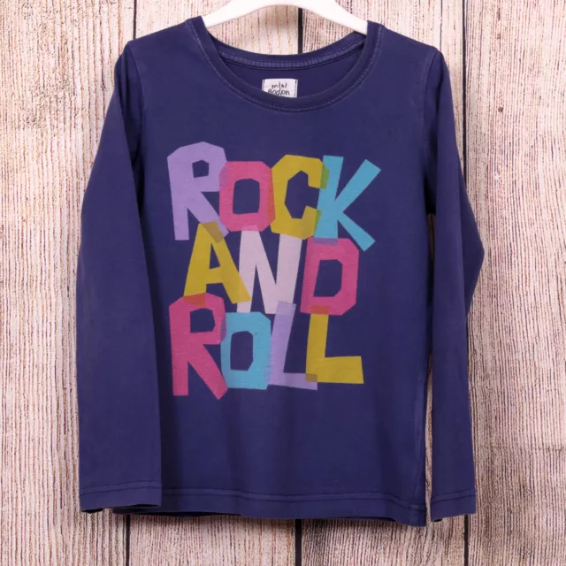 Girl's 5-6 Years MINI BODEN Long Sleeved Purple Rock And Roll Top GUC