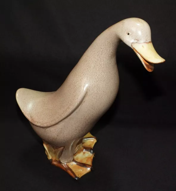 Antique Large Light Brown Glazed Porcelain Duck or Goose 13" Tall 2