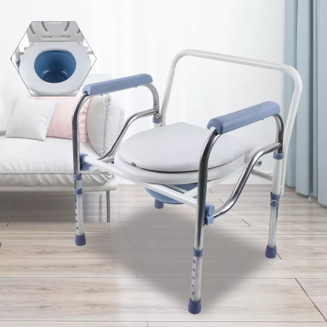 Silla de inodoro plegable silla de noche altura ajustable silla de inodoro respaldo y nueva