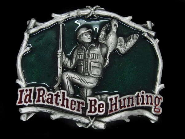Uc07138 Vintage 1994 **I'd Rather Be Hunting** Commemorative Pewter Belt Buckle