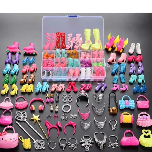 70 Stück Artikel für Barbie-Puppen Kleider Schuhe Schmuck Kleidung Set Zube G8R3