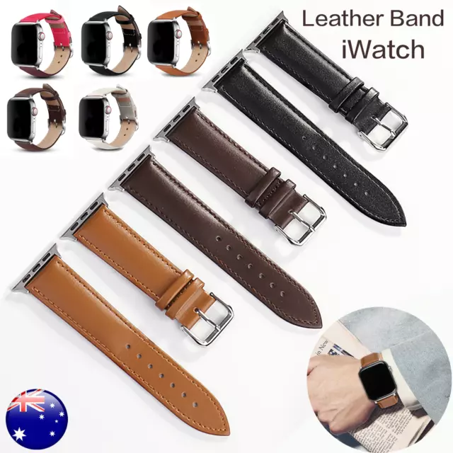 iWatch Bands For Apple Watch 8 7 6 5 4 3 2 1 SE Leather Watch Band Strap Replace