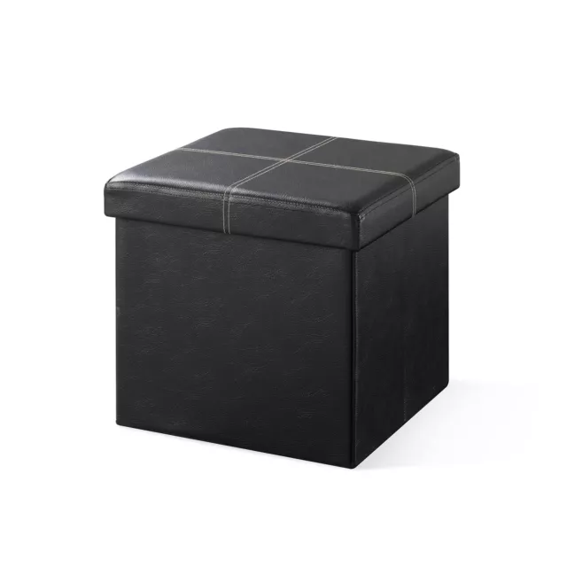 Otto & Ben Folding Box Chest with Memory Foam Seat Faux Leather Small Ottoman...